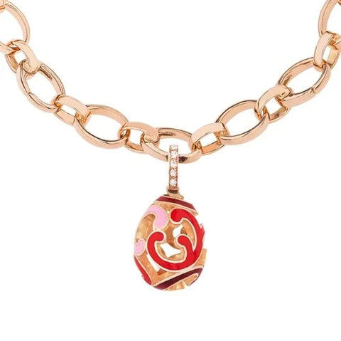 Forever Rose Gold, Diamond & Red Enamel Egg Charm