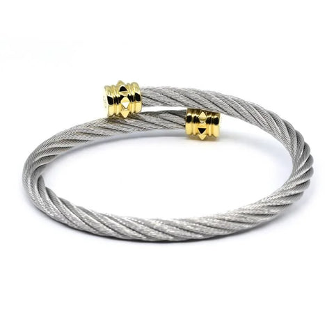 Bangle 'Celtic' Clous in Stainless Grey and Yellow Gold (04-104-1268-0)