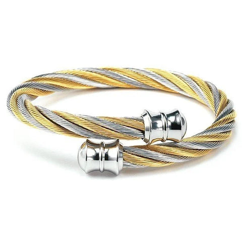 Bangle 'Celtic' in Stainless Grey and Yellow Gold (04-801-1217-0)