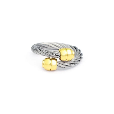 Ring 'Celtic' Olive in Stainless Grey and Yellow Gold (02-04-00143)