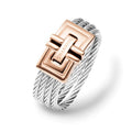 Charriol Xmas at the beach Biarritz Ring — Steel Cable & Rose Gold Decor — Ref. 02-102-1267-0
