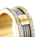 Charriol Forever Magnifique Ring — Steel Cable & Yellow Gold PVD & 88 CZ Stones — Ref. 02-104-1139-41 — view 2