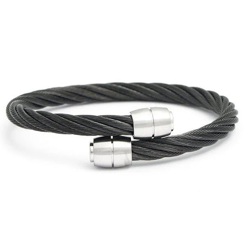 Bangle 'Celtic' Olive in Black and Steel (04-03-00143)