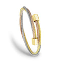 Charriol Celtic® Triquetra Bangle — Steel, Yellow Gold & Rose Gold Cable & Yellow Pyramidal Decor — Ref. 04-2004-1276-1 — view 2