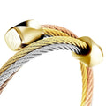 Charriol Celtic® Triquetra Bangle — Steel Yellow Gold & Rose Gold Cable & Yellow Twisted Cylinder Decor — Ref. 04-2004-1276-2 — view 2