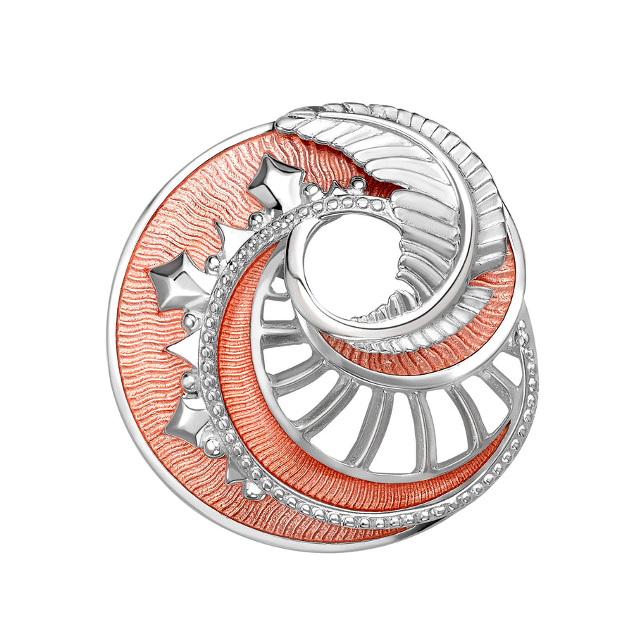Forever Mystére Stirling Silver Pink Guilloché Lacquer Pendant Brooch