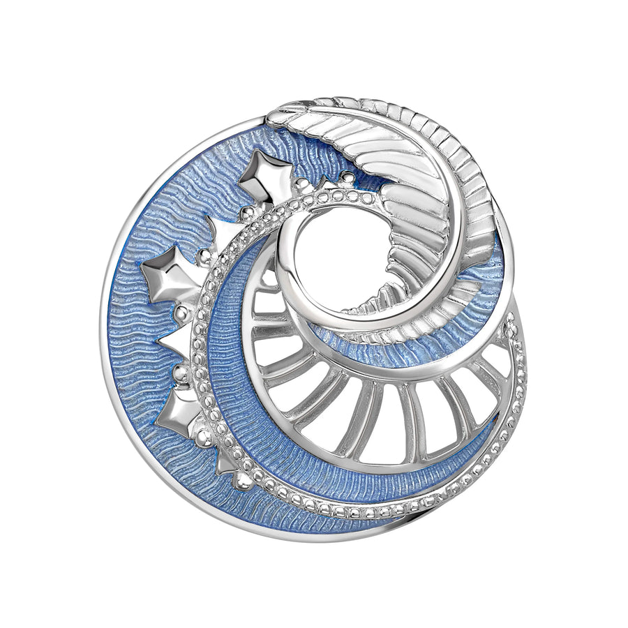 Forever Mystére Stirling Silver Blue Guilloché Lacquer Pendant Brooch
