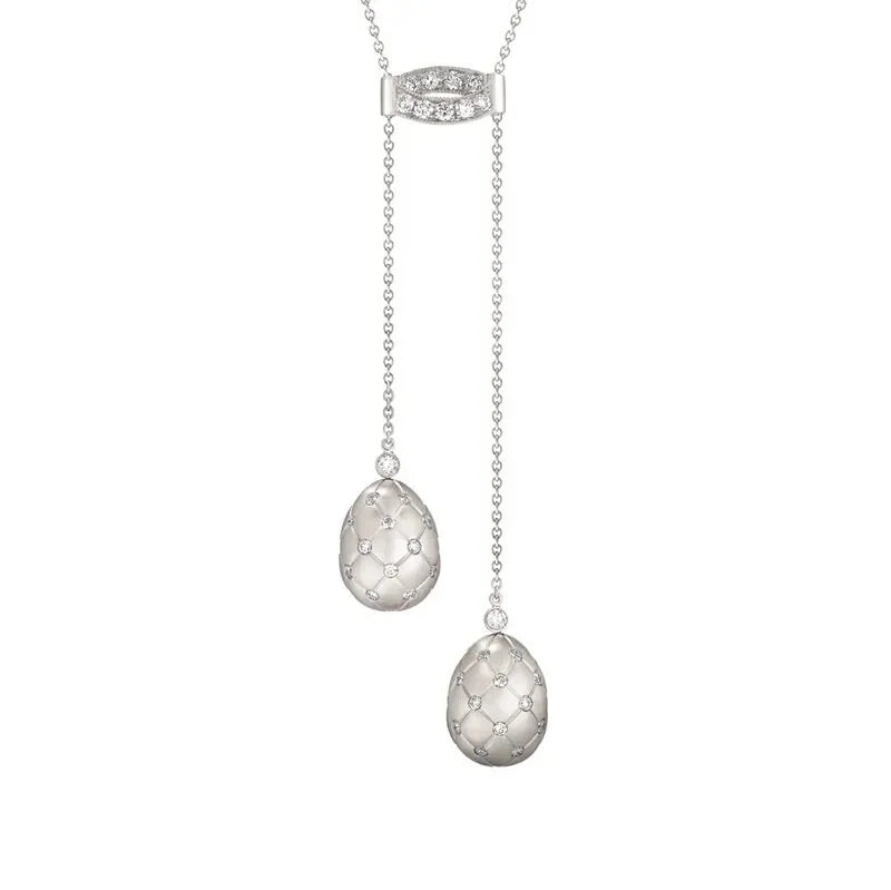 Forever White Gold Diamond Double Egg Pendant