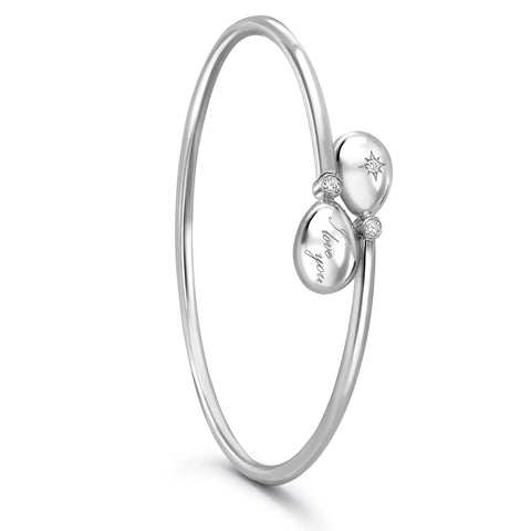 Forever White Gold I Love You Crossover Bracelet