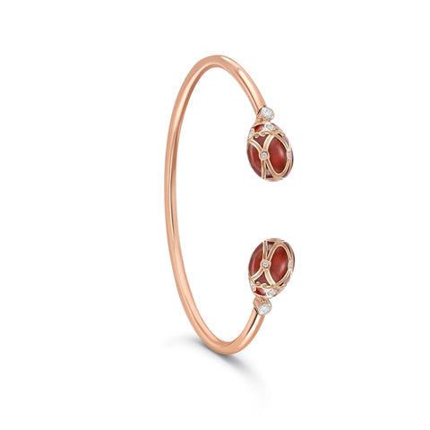 Forever Rose Gold Diamond & Red Guilloché Enamel Open Set Bracelet