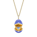 Forever Yellow Gold Locket with Blue Lacquer and Heart Shaped Blue Sapphire Surprise