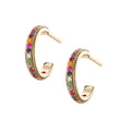Yellow Gold & Multicoloured Gemstone Fluted Hoop Earrings