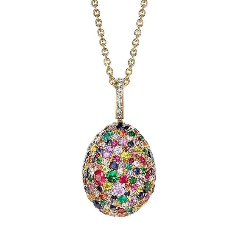 Forever Yellow Gold & Multicoloured Gemstone Egg Pendant