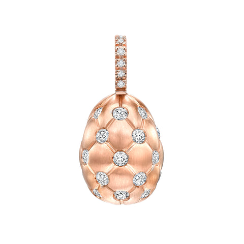 Treillage Brushed Rose Gold & Diamond Set Egg Charm