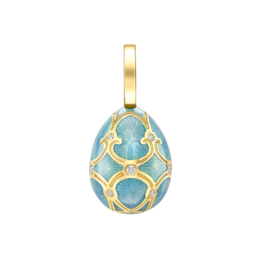 Forever Yellow Gold Turquoise Guilloché Enamel Egg Charm