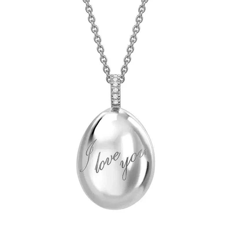 Forever White Gold I Love You Egg Pendant