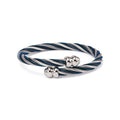 Charriol Celtic® Double Godrons Bangle — Stainless Grey & Navy Blue in XLarge — Ref. 04-1001-171-0
