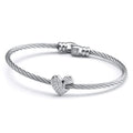 Charriol Crazy In Love Again Bangle — Stainless Grey & White Topaz, Medium — Ref. 04-121-1241-3