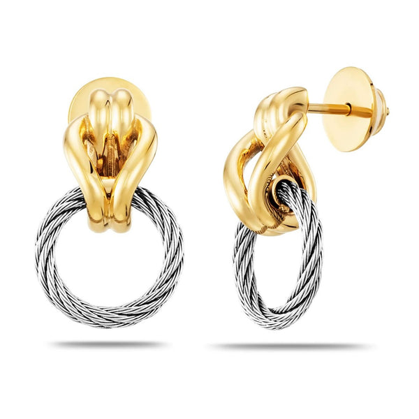 Earrings 'Celtic' Knot in Stainless Grey and Yellow Gold (03-104-1277-0)