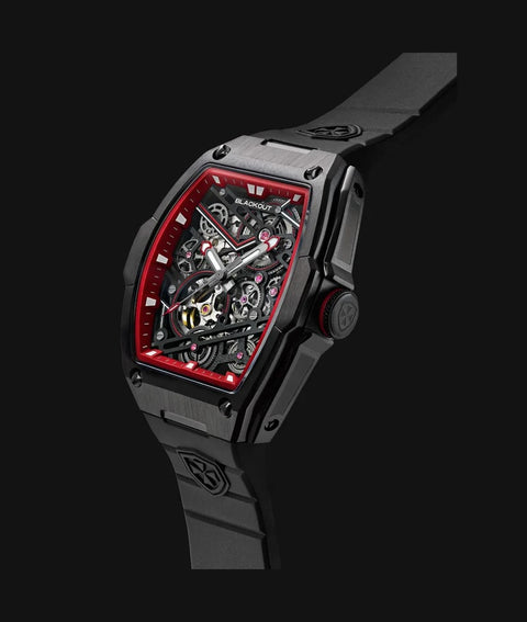 Blackout FL-One Red with Black Rubber Strap and Folding Clasp