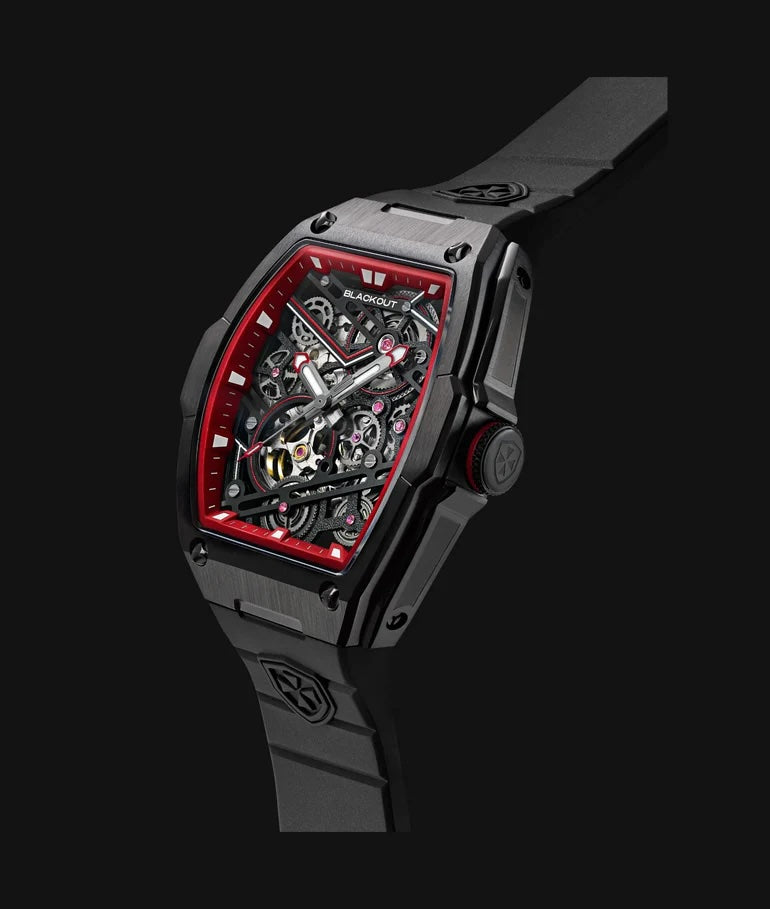 Blackout FL-One Red with Black Rubber Strap and Folding Clasp