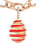 Forever Rose Gold, Diamond & Red Enamel Spiral Egg Charm
