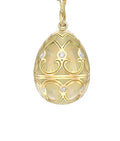 Forever Yellow Gold White Guilloché Enamel Egg Charm
