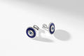 Forever White Gold Sapphire & Blue Guilloché Enamel Cufflinks