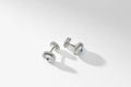 White Gold Sapphire Set Round Fluted Cufflinks
