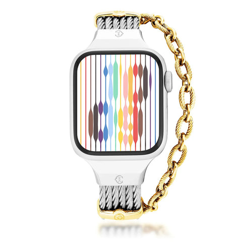 Charriol St Tropez Apple Watch Band Steel with YG Decors 38-41MM - AW.560.ST02