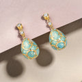 Forever Yellow Gold Diamond & Turquoise Guilloché Enamel Egg Drop Earrings
