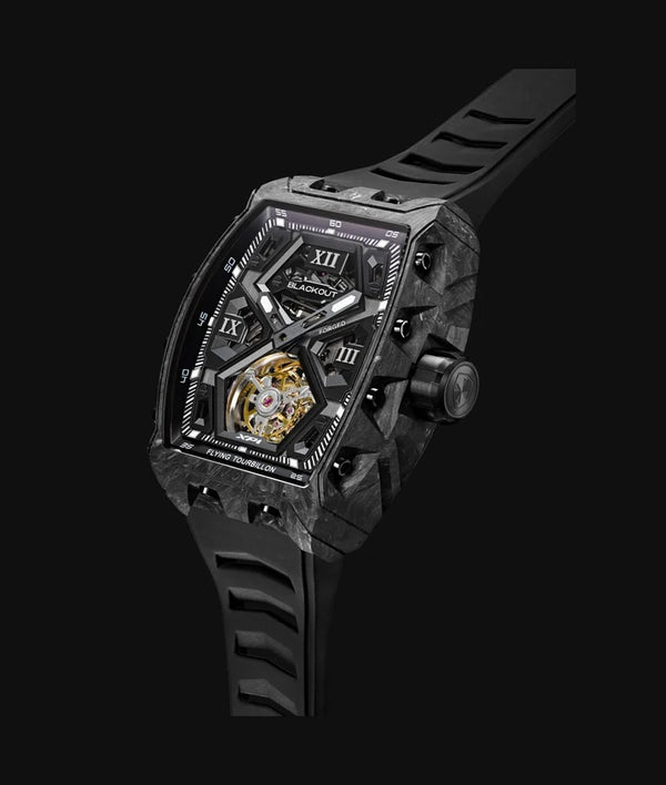 Blackout XP-1 Tourbillon LT Black with Black Rubber Strap and Folding Clasp