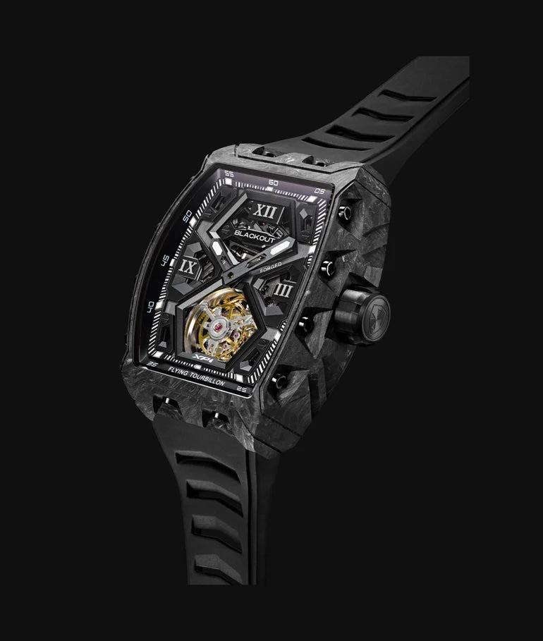 Blackout XP-1 Tourbillon LT Black with Black Rubber Strap and Folding Clasp