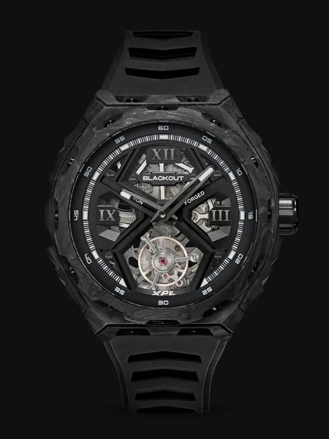 Blackout XPE Tourbillon Black with Black Rubber Strap and Folding Clasp
