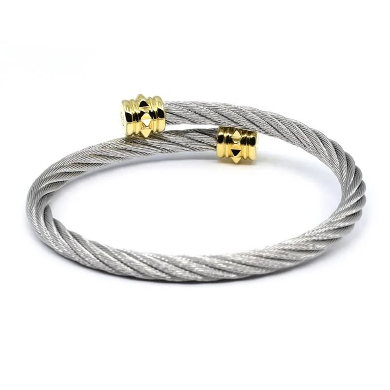 Bangle 'Celtic' Clous in Stainless Grey and Yellow Gold (04-104-1268-0)
