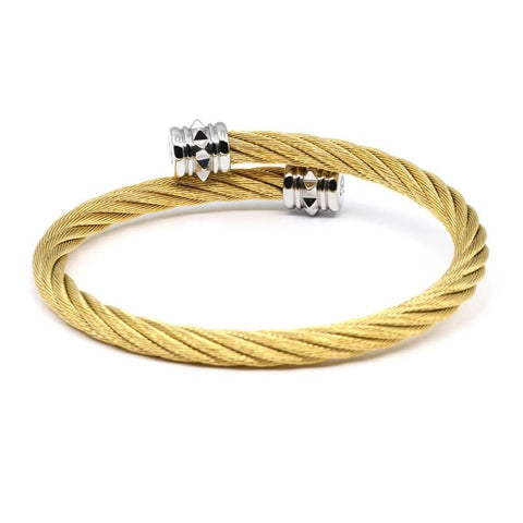 Bangle 'Celtic' Clous in Yellow Gold Cable and Stainless Grey (04-401-1268-0)