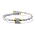 Charriol Forever Waves Charms Bangle — Stainless Grey & Yellow Gold — Ref. 04-104-1139-15