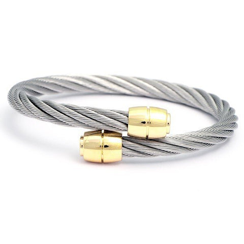 Bangle - 'Celtic' Olive in Stainless Grey and Yellow Gold (04-04-00143)