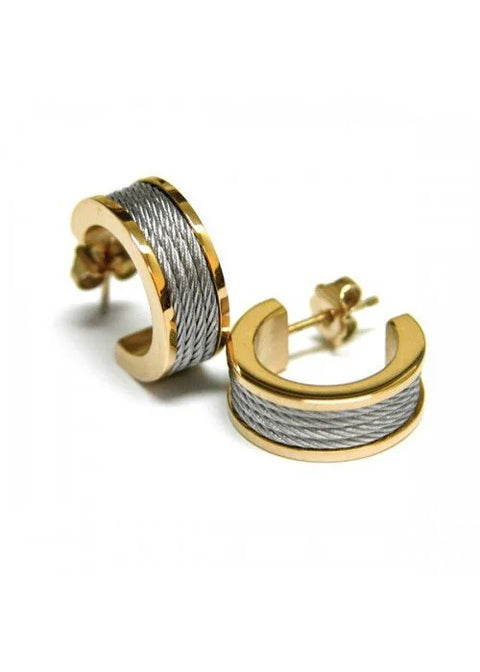 Earrings - 'Forever' in Stainless Silver and Yellow Gold (03-04-1139-0)