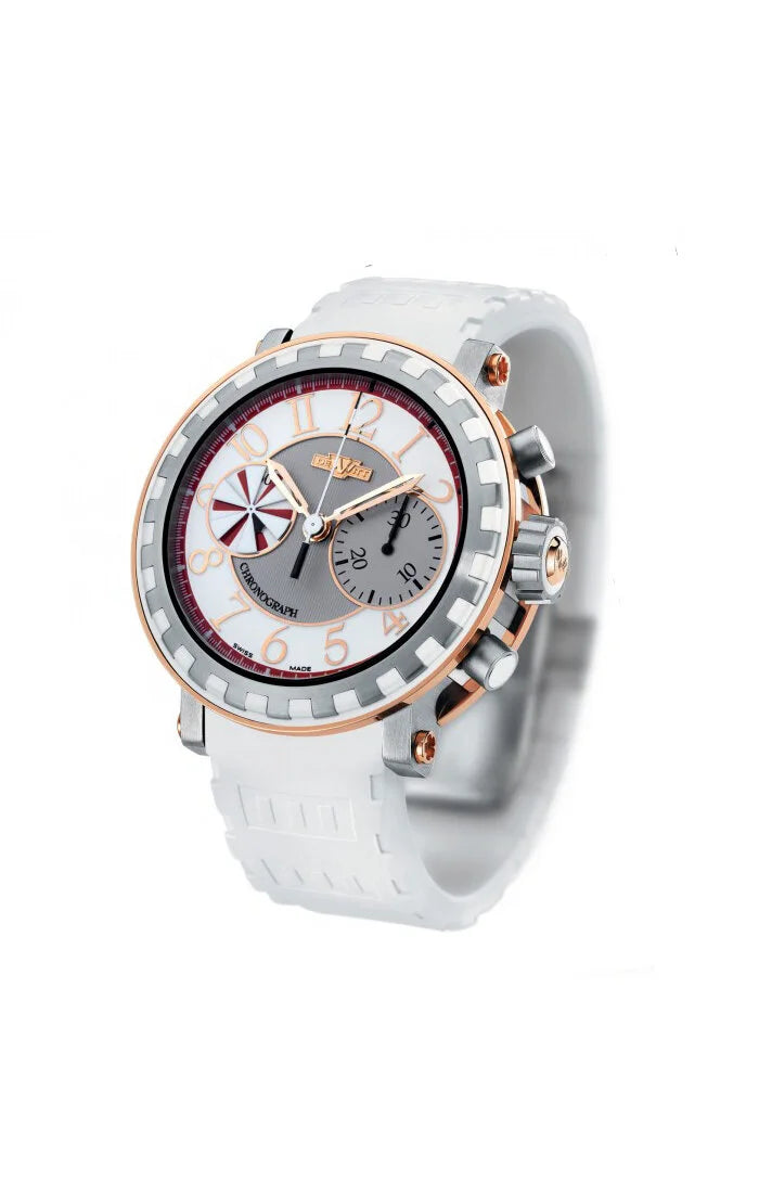 Academia Chronographe Sequentiel Titanium-Rose Gold on White Rubber Strap